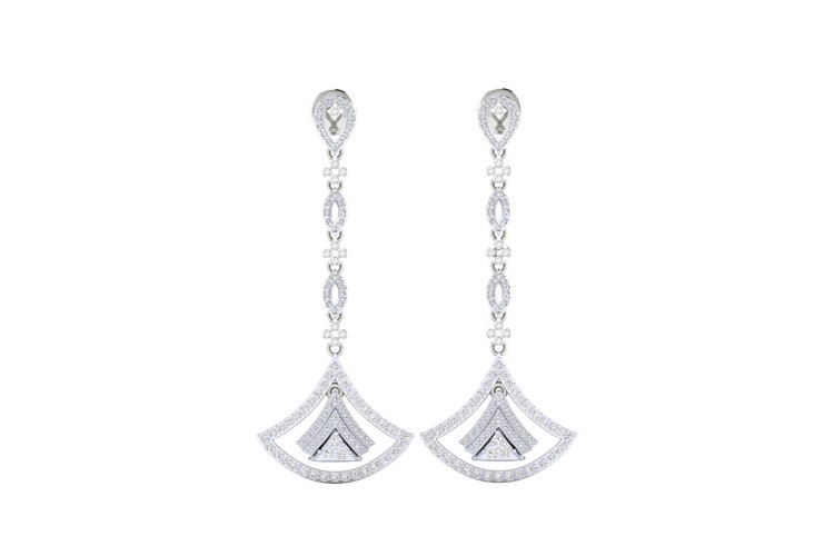 Rosa Long diamond dangle earrings in gold
